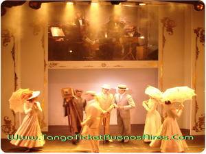 belle epoque in white at Tango Dinner Show in Buenos Aires Cafe de los Angelitos